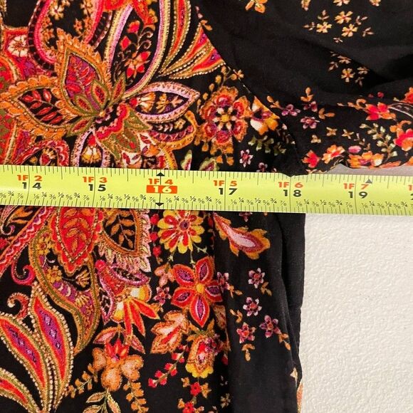 Rose + Olive Blouse Women's Small V-Neck Floral Short Sleeve Puff Artsy Top - Picture 9 of 10